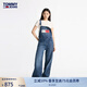 TOMMY JEANS【美式復(fù)古】女裝純棉經(jīng)典潮流拼色大口袋牛仔背帶褲19637 牛仔藍(lán)1A5 S