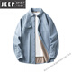 JEEP SPIRIT男士長(cháng)袖襯衫冬季牛仔棉大碼雙口袋加絨保暖襯衣外套厚 【口袋】淺藍 加絨 XL 180