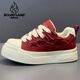 燃爆火焰 BOOMFLAME男鞋2025新款秋季百搭潮運動(dòng)休閑板鞋厚底增高鞋大頭鞋面包鞋 紅色 38 皮鞋碼