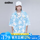 古由卡（GUUKA）潮牌襯衫男士短袖夏季男裝襯衣外套2025新款半截袖情侶裝寬松青年 淺藍(lán) L