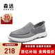 森達(dá)七夕禮物帆布鞋男夏季透氣不悶?zāi)_一腳蹬套腳懶人休閑鞋 灰色 41