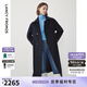 朗姿羊毛高級感氣質正肩大衣加厚中長款毛呢外套女冬季新款 月夜深藍色 M