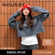 moussy 早春新品迪士尼合作款假兩件純棉衛(wèi)衣女010HSQ90-0270 021淺黑色 均碼