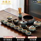 瀾春江景德鎮(zhèn)天目釉窯變功夫茶具套裝陶瓷側(cè)把泡茶壺茶杯會客家用送禮 天目釉【拉絲西施壺套組】 【高檔禮盒裝】