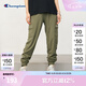 Champion冠軍新品工裝潮流雙口袋印花草寫logo抽繩休閑長褲女 橄欖綠 M
