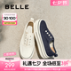百麗（Belle）航海家百搭帆布鞋女2025秋新厚底便捷無系帶休閑鞋B2699CM5預售 藏藍色 36 (230mm)