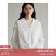 旅途原品 設(shè)計(jì)感襯衫女白法式襯衣長(zhǎng)袖v領(lǐng)質(zhì)感棉肌理前短后長(zhǎng)白色百搭秋季 暖玉白 - 現(xiàn)貨 M(160cm)