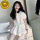 哈羅小黃鴨 HAL.DUCK女童夏季學(xué)院風(fēng)花苞裙2025兒童潮范甜美POLO領(lǐng)連衣裙大童時髦裙子 白色 120 cm