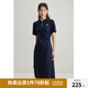 獨束大碼女裝【雙色雙版】氣質(zhì)休閑Polo領(lǐng)連衣裙女夏裝新款簡(jiǎn)約裙子 星空藍-長(cháng)款 XL (尺碼：3)