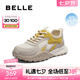 百麗（Belle）靚麗撞色阿甘鞋女2025秋新商場同款舒適透氣休閑鞋E3B1DCM5 米色/黃 39 (245mm)