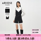 艾諾絲雅詩【商場同款】春秋新收腰顯瘦吊帶襯衫連衣裙兩件套女10819226 黑白色 S