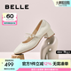 百麗（Belle）復(fù)古時(shí)裝瑪麗珍鞋女2025秋新商場(chǎng)同款質(zhì)感牛皮單鞋E1T1DCQ5 米白色 37 (235mm)