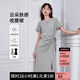 初語設(shè)計感小眾開叉連衣裙女2024夏季新款蝴蝶結(jié)收腰T恤裙中長裙 借題發(fā)灰8329025 L