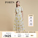 PORTS寶姿商場(chǎng)同款2022春夏新款女裝“絢爛夏花”印花連衣長(cháng)裙 亞麻淺金印花 M (6)