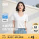 森馬（Semir）短袖t恤女涼感抗菌正肩修身2025夏顯瘦V領(lǐng)白色打底衫109325100002