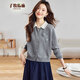 子牧棉麻2025秋裝 女時(shí)尚立體花朵拼色翻領(lǐng)針織開(kāi)衫外搭短款外套5592 灰色 均碼 （建議95-140斤）