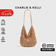 CHARLIE&KELLI CK品牌包包女包文藝手工鉤花鏤空編織包單肩女士2025新款手提包 卡其色【七夕情人節(jié)禮物】