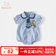 班喜迪嬰兒衣服夏季薄款夏日嬰幼兒女寶寶連體衣公主包屁衣夏裝外出爬服 藍(lán)色 73cm