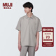無印良品（MUJI） 男式 水洗 天竺編織短袖POLO衫純棉全棉AB1MAA4S 深咖啡色條紋 L 175/100A