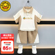 G.DUCKKIDS男童套裝兒童夏裝中小童夏季短袖POLO衫兩件套1-3歲寶寶小孩衣服 卡色 100 尺碼2~3歲【 90-100cm】