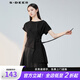 S.DEER圣迪奧夏季新蝙蝠袖拼接襯衫S20280427 黑色/91 S 160