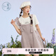 紫涵（ZIHAN）紫涵荷葉邊背帶褲女夏季減齡設(shè)計(jì)感寬松闊腿休閑連體短褲 清新紫 S
