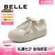 百麗（Belle）行云新中式芭蕾德訓(xùn)鞋女休閑板鞋B1873BM4 米白-簡約 36 (230mm)