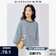 佐丹奴T恤女純棉航海系撞色條紋圓領(lǐng)七分袖上衣女13325213