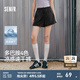 森馬（Semir）休閑褲女涼感寬松顯瘦夏季2025新款吸濕速干開(kāi)叉質(zhì)感短褲簡(jiǎn)約 黑色90001 L