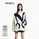 MO&Co.毛衣秋L(fēng)OGO提花粗紡綿羊毛漏針破洞厚實(shí)MBD3SWT037 米白色 S 160