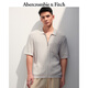 ABERCROMBIE & FITCH【拉鏈開衫】男裝25夏新款美式百搭Polo衫短袖T恤KI120-5187 暖米色 XS (170/84A)