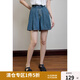 獨(dú)束大碼女裝A字遮肉顯瘦牛仔裙褲2024夏季新款高腰減齡牛仔短褲 丹寧藍(lán) 2XL (尺碼：4) (尺碼：4)