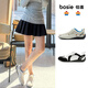 BOSIE 伯喜德訓(xùn)鞋女鞋薄底春夏百搭內(nèi)增高2.5CM復(fù)古風(fēng)高端芭蕾鞋板鞋休閑鞋 白色 39