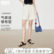 對(duì)白簡(jiǎn)約百搭高腰A字短褲女2025夏季新款壓褶寬松顯瘦直筒休閑褲 米白色 S