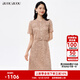 BUOUBUOU金牡丹2025春夏新品優(yōu)雅高腰假兩件浮雕蕾絲刺繡連衣裙女 淺咖C75 2XL