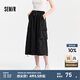 森馬（Semir）半身裙女復(fù)古風(fēng)質(zhì)感松緊腰夏季潮酷街頭設(shè)計(jì)感抽繩工裝裙美式 黑色90001 L 165/70A