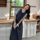 拉夏貝爾（La Chapelle）輕熟風(fēng)桔梗法式連衣裙女夏季2025新款假兩件拼接大方得體的連衣裙 藏青色 M