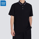 真維斯（Jeanswest）短袖POLO衫夏季純色繡標上衣服polo襯衫短袖上衣 黑色 698 2XL （建議140-160斤）