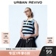 UR2025春季新款女裝學(xué)院風(fēng)撞色條紋紐扣無袖針織衫UYY950040 墨藍(lán)條紋 S