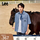 Lee25新品舒適版翻領(lǐng)天絲中藍(lán)色男短袖牛仔襯衫休閑LMT009795207 中藍(lán)色 L
