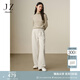 玖姿·安娜蔻簡(jiǎn)約休閑靜奢風(fēng)雪尼爾肌理闊腿褲褲子女2024冬款 米白 XL