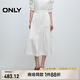 ONLY2025夏季新款俏皮百搭蝴蝶結傘裙中長裙半身裙女|125316011 S12亮奶油白色 S