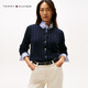 TOMMY HILFIGER【絞花肌理】25新款秋冬女條紋毛衣純色圓領(lǐng)針織開(kāi)衫 【絞花開(kāi)衫】藏青色DW5 S （推薦：100-110斤）