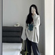 VEOX毛衣女針織衫女2025新款秋季慵懶風(fēng)長(cháng)款郁金香印花套頭 灰色毛衣 M 95-110