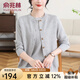 俞兆林媽媽裝新款針織衫女兩件套中老年女裝開(kāi)衫女時(shí)尚寬松2025春秋上衣 灰色（兩件套） M  【建議105斤以內(nèi)】