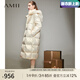AMII七夕禮物冬季新款寬松炫酷科技感可拆卸帽繭型O型鴨絨長(cháng)款羽絨服 淺杏（72270108） 160/84A/M