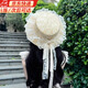 鹿珊伍草帽lolita森系田園lo娘甜妹蕾絲蝴蝶結飄帶拍照遮陽(yáng)草編日系帽子 森系草帽【偏卡其】 M(56-58cm)