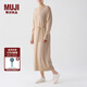 無印良品（MUJI）女式  羊絨 圓領連衣裙 女裝裙子長袖秋冬 針織裙 BG84CC4A 米色 L（165/88A）