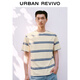 UR夏季新款男裝簡(jiǎn)約氣質(zhì)通勤風(fēng)撞色條紋短袖T恤UMB450020 天藍條紋 M
