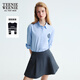 Teenie Weenie小熊女裝春秋季簡(jiǎn)約大方高智感披肩拼接條紋襯衫襯衣 藍色 M